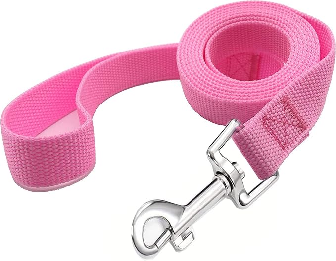 TAIAN 4FT/5FT/6FT Strong Dog Leash, Nylon Dog Leashes for Small Medium Large Dogs (Pink, 1 in x 10 ft)