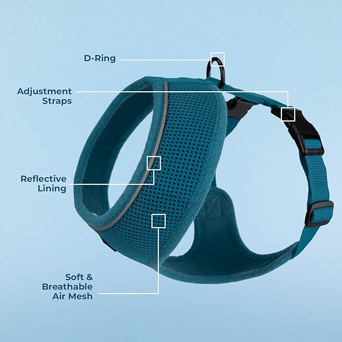 Best Pet Supplies Voyager Aerolite Over the Head Dog Harness, No Pull Breathable Air Mesh Vest, Quick Dry with Reflective Stitching, Adjustable Escape Resistant Harness - Turquoise, Large