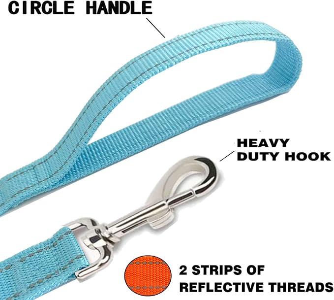 Reflective Dog Leash 4Ft /5 Foot /6 Feet Long, 1 Inch Wide, for Small and Medium Dogs