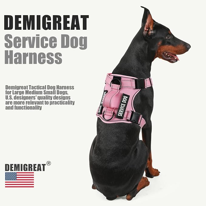 Service Dog Harness, Reflective Dog Vest Harness with 5 PCS Patches, Adjustable Soft Oxford Pet Harness, Inner Layer Mesh, Easy to Control for Small Medium Large Dogs