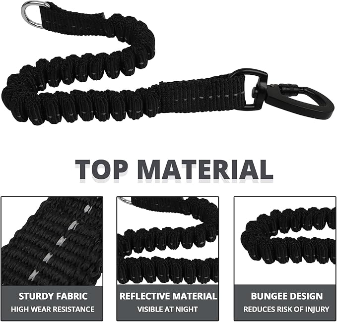 jenico Long Dog Leash 15FT: Heavy Duty Rope Leashes for Dogs Training with Swivel Lockable Hook Reflective Threads Bungee and Padded Handle - Dog Lead for Large Small Medium Dogs