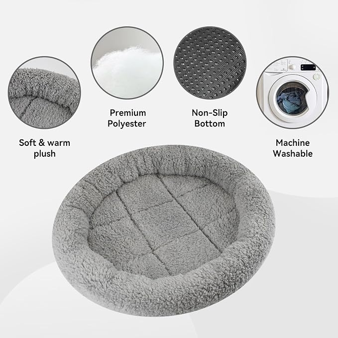 Small Cat Bed Mat with Surrounding Pillow, 11.81" Round Pet Cushion for Cats Puppy Rabbits Curling Sleep, Indoor Furniture/Carrier/Crate Pet Self Warming Pad, Washable, Small