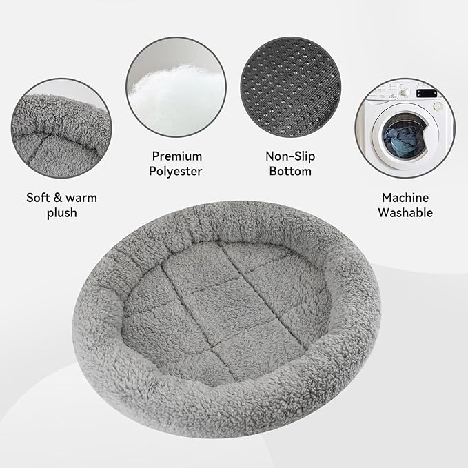 Cat Bed Mat for Indoor Cats, 15.75" Round Pad with Pillow Around, Self Warm Pet Bed for Cats Dogs Rabbit Curling Sleep/Nap, Antiskid Bottom, Washable, Medium