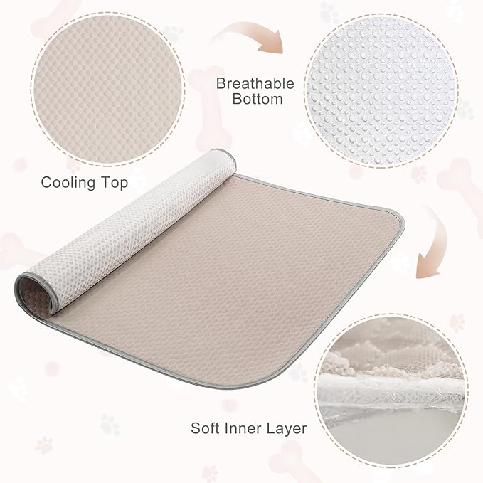 Buvlnee Summer Dog Cooling Mat Washable Ice Silk Self Cool Pad for Small Medium Large Dogs and Cats, Pet Sleeping Pad for Crate, Bed, Indoor & Outdoor Floor, Car Seats