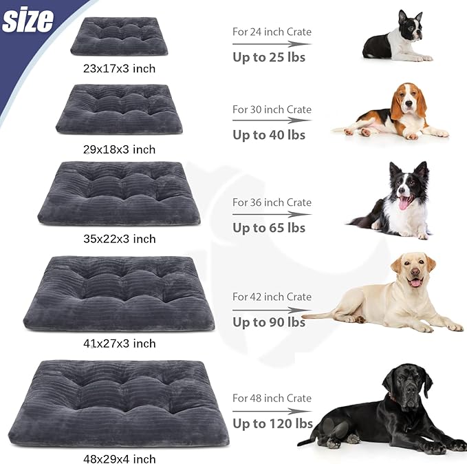 Dog Crate Bed Washable Dog Beds for Extra Large Dogs Deluxe Thick Flannel Fluffy Comfy Kennel Pad Anti-Slip & Anti-Scratch Pet Sleeping Mat, 41 x 27 Inch, Gray