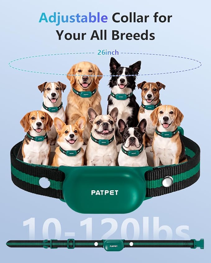 PATPET Shock Collar for Dogs - 4000FT Dog Training Collar with Remote, IPX7 Waterproof 4 Modes (Beep/Vibration/Shock/Safe) Dog Shock Collar, Rechargeable E-Collar for Small Medium Large Dogs (Green)