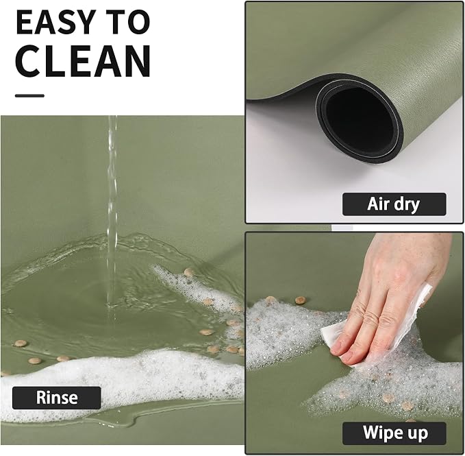HotLive Dog Food Mat - Absorbent Cat Mat for Food and Water, No Stains Pet Feeding Bowl Mat, Easy to Clean Pet Placemats, Quick Dry Dog Water Dispenser Mat for Messy Drinkers | Green 12"x 19"