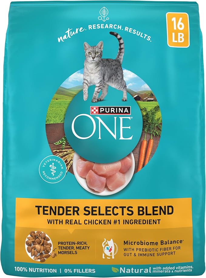Purina ONE Natural Dry Cat Food, Tender Selects Blend With Real Chicken - 16 Lb. Bag