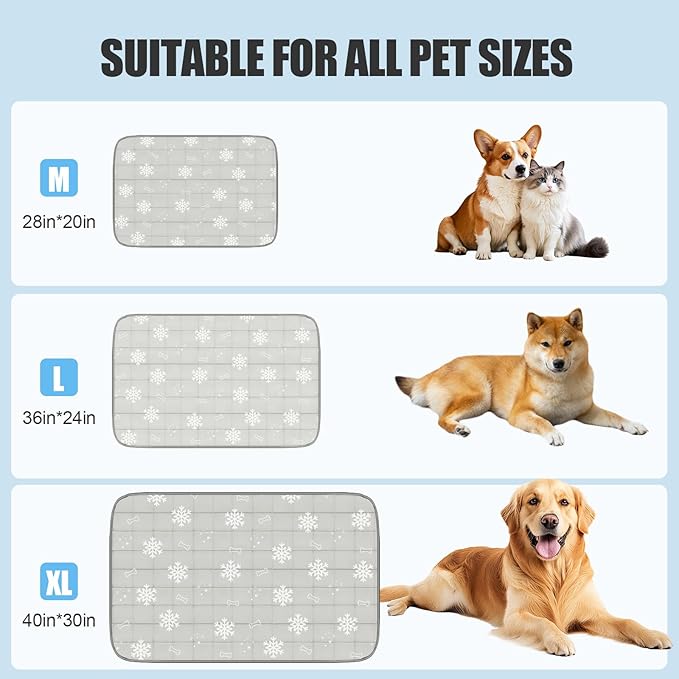 RIOGOO Dog Cooling Mat,Dog Blanket Washable,Cool Fabric & Internal Waterproof Cooling Pad (Grey, X-Large (40x30 inch))