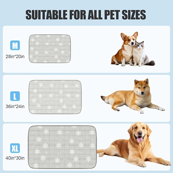 RIOGOO Dog Cooling Mat, Dog Blanket Washable, Cool Fabric & Internal Waterproof Cooling Pad (Grey, Medium (28X20 inch))