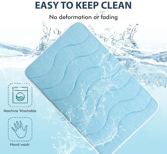 MICROCOSMOS 0.8" Thick Cooling Dog Foam Pad & Summer Pet Sleeping Mat, Machine Washable, Materials Safe, Portable Flat Pet Bed for Dogs.(Sky Blue, 30" x 19")