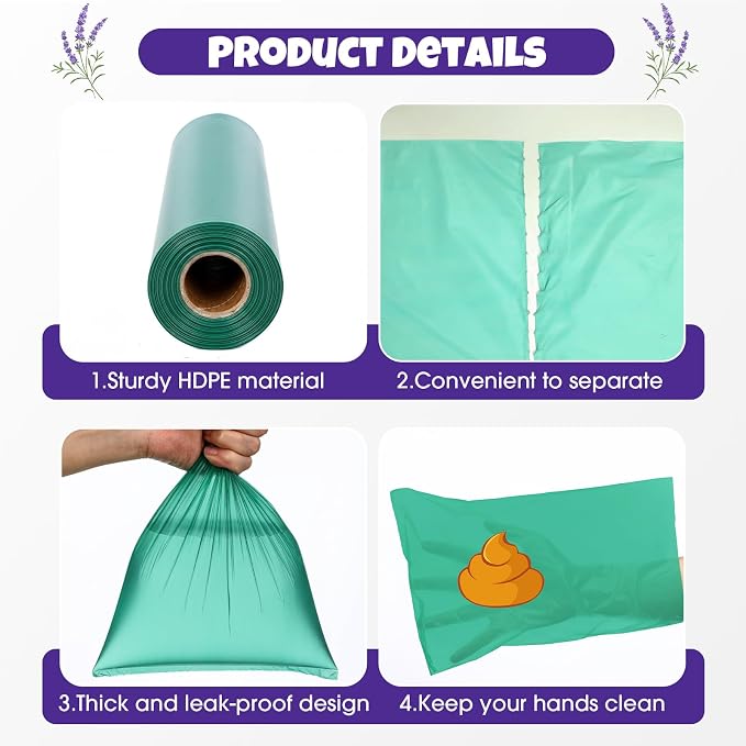Sherr Lavender Scented Dog Poop Bag Bulk Leak Proof Dog Waste Bags Doggy Poop Bags Pet Waste Bag for Puppy Pets Outdoor Walking and Travel(10 Boxed Rolls 2000 Counts)