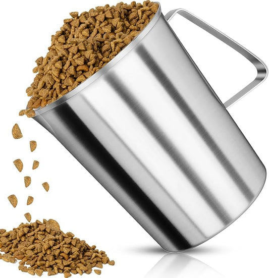 8 Cup Dog Food Scoop 304 Stainless Steel Dog Food Measuring Cups for Cat or Bird Pet Foods, Injection Molded and Dishwasher Safe (8 Cup)