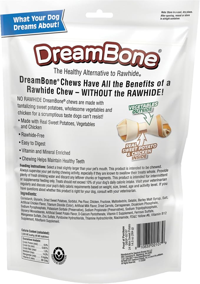 DreamBone Sweet Potato Dog Chew (24 Piece/Pack), Mini