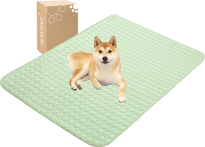 MICROCOSMOS Summer Cooling Mat & Sleeping Pad- Water Absorption Top, Materials Safe, Easy Carry, EZ Clean. Keep Cooling for Pets, Kids and Adults.(Green, 59" x40")