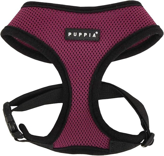 Puppia Soft Dog Harness No Choke Over-The-Head Triple Layered Breathable Mesh Adjustable Chest Belt and Quick-Release Buckle, Purple, X-Large