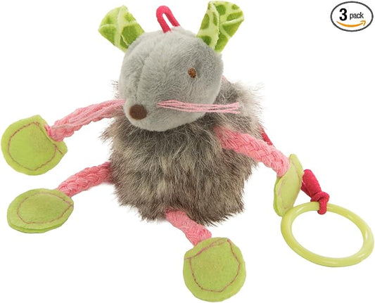 SmartyKat (3 Count) Bouncy Mouse Bungee Dangler Plush Cat Toys - Multi Color, 3 Count