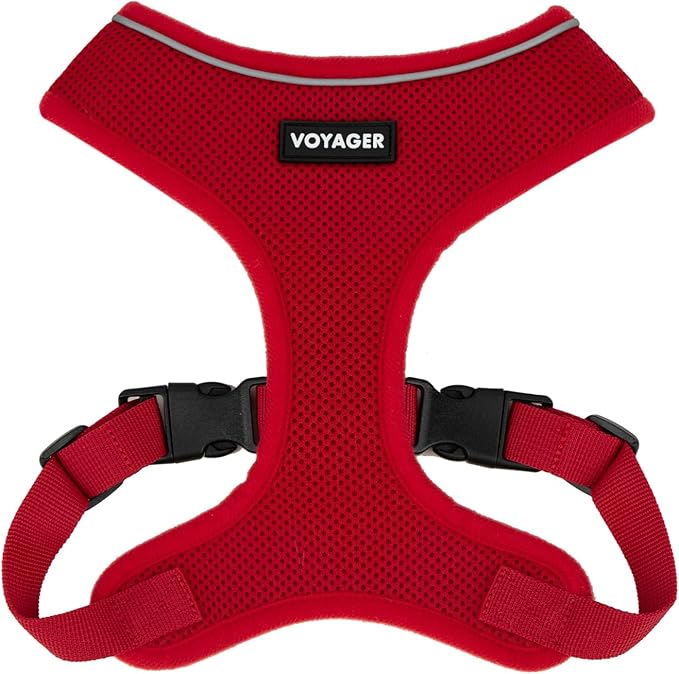 Best Pet Supplies Voyager Aerolite Over the Head Dog Harness, No Pull Breathable Air Mesh Vest, Quick Dry with Reflective Stitching, Adjustable Escape Resistant Harness - Red, Medium