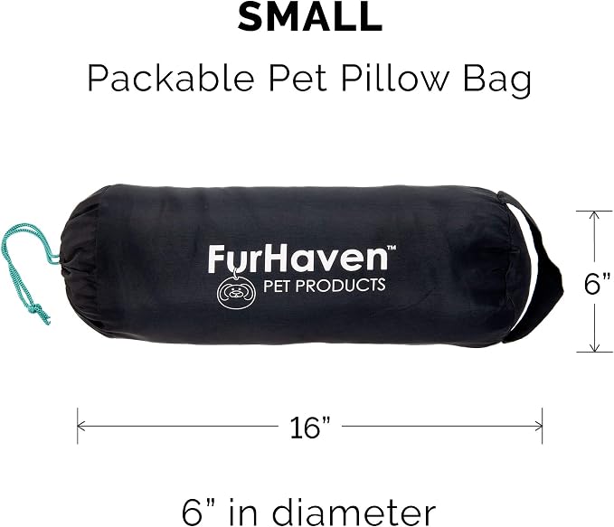 Furhaven Outdoor Travel Dog Bed for Small Dogs w/ Carry Bag, Washable & Foldable, Great for Crates & Kennels - Trail Pup Travel Pillow Mat w/ Stuff Sack Bag - Flame Red/True Blue, Small