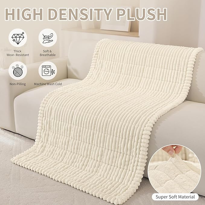 Fuzzy Sofa Headrest Covers for Dogs Washable, Thick Couch Covers for 3 Cushion Sofa Pet Friendly, Non Slip Plush Dog Couch Cover for for Sectional, Loveseat (Beige, 27.6" x 35.4")
