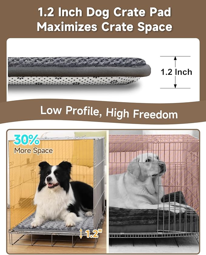 Small Dog Bed for Crate High Resilience Foam Crate Pad Mat for Medium Dogs Washable Anti-Slip,17" x 11",Dark Gray