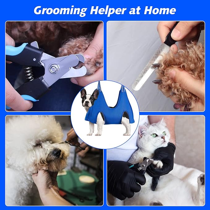 ATESON Pet Grooming Hammock for Small Dogs & Cats with Nail Clippers/Nail Trimmers/Grooming Scissors, Dog Grooming Harness for Nail Trimming, Pet Grooming Sling Helper