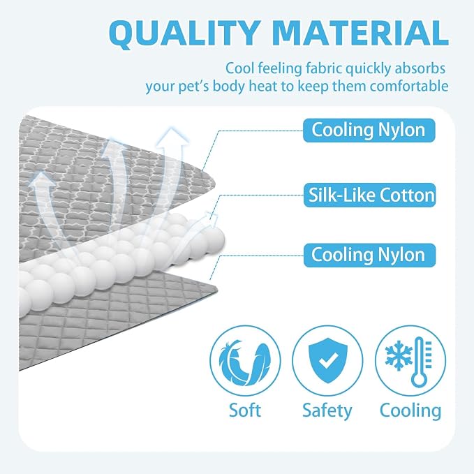 PUPTECK Dog Cooling Mat Pad for Medium Large Dogs, Cooling Blanket for Kennels Crate Floor, Dog Cat Summer Sleeping Bed Outside, Washable & Portable, X-Large 40"x60"