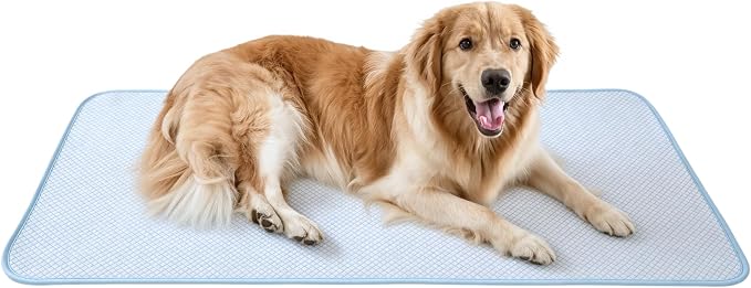 petfelix Dog Cooling Mat, Cooling Dog Bed and Cooling Pad for Dog with Qmax 0.4 Yarn, Breathable 3D Airflow Layers, Machine Washable Non Slip Base for Pets, Blue, XL, 48"*28"