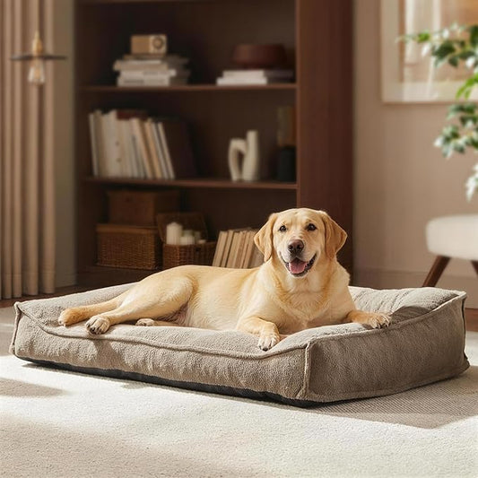 FURTIME Orthopedic Dog Beds Large Sized Dog, Extra Thick Supportive Comfort Pet Sofa, Ergonomic Slant Dog Couch Bed with Removable Washable Cover, Ultra Soft Surface & Non-Slip Bottom, Brown, 38"