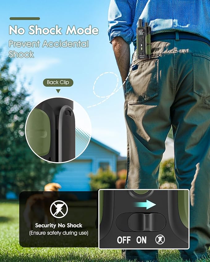 SLOPEHILL Dog Shock Collar - 4200FT Dog Training Collar with Remote,IPX8 Waterproof E-Collar with Beep,Vibration,Shock,Flash Light,No Shock Mode,Shock Collar for Small Medium Large Dog 8-140lbs,Green