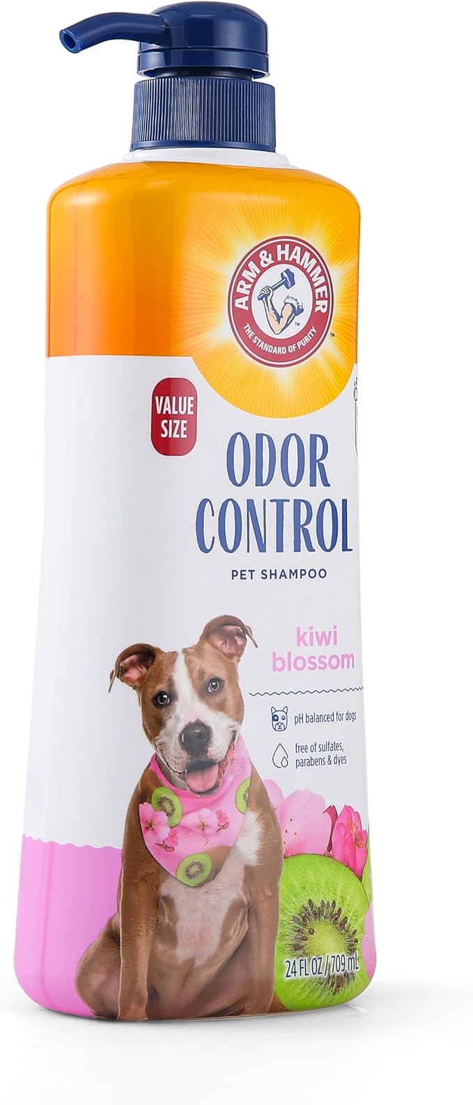 Arm & Hammer for Pets Odor Control Dog Shampoo, Pump Included, Baking Soda Enhanced, pH Balanced, Kiwi Blossom Scent, Gentle for All Dogs and Puppies, Value Size 24 Fl Oz