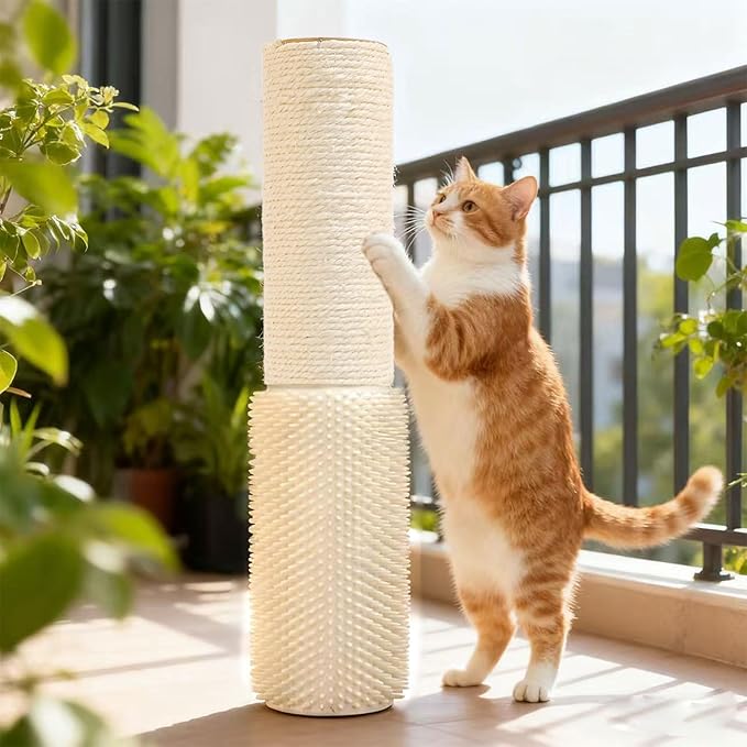 4 Pcs M8 Cat Scratching Post Replacement with Screws, 15.7×3.9-Inch Upgraded Natural Sisal and Soft-Spiked Cat Tree Replacement Parts, for Cat Tower Furniture