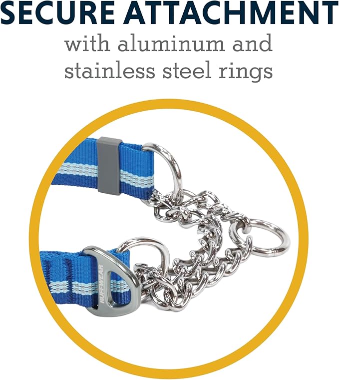 Ruffwear, Chain Reaction Dog Collar, Adjustable Reflective Martingale Escape-Proof Collar with Stainless Steel Chain, Professional Training Control, Blue Pool, 14"-20"