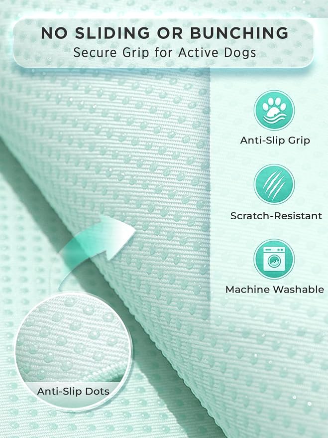 furrybaby Dog Cooling Mat Dog Bed mat, Extra-Thick Dog Crate Pad, Cat Bed, Washable Pet-Safe Magic Cooling Pad for Dogs Cats, Long Lasting Cooling for Crate Bed Indoor Outdoor Summer, 35x28, Mint