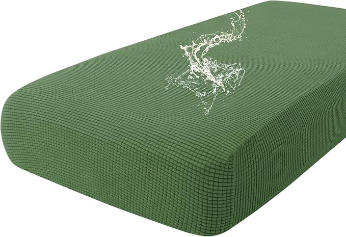 hyha Waterproof Couch Cushion Covers for Pets, Non Slip Sofa Cover for Dogs Washable, Soft Thick Stretch Jacquard Fabric, Sofa Slipcovers with Elastic Bottom (1 Piece for Large, Grass Green)