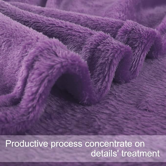 uxcell Flannel Fleece Blanket Full Size - Soft Lightweight Plush Microfiber Bed Blanket for Sofa or Couch, Machine Washable Blankets Fleeces, Dark Purple 70x78 Inch