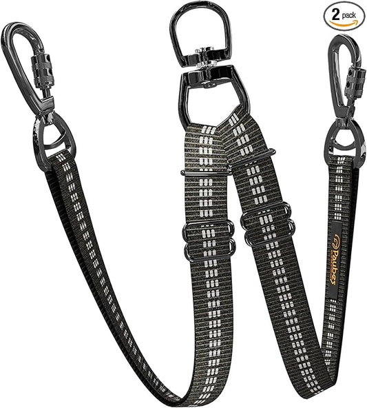 Double Dog Leash – Adjustable Length Long Leash for Dog Training – Dual Reflective Dog Leash with Non-Tangle Design – Heavy Duty Nylon and Metal Buckles – Ideal