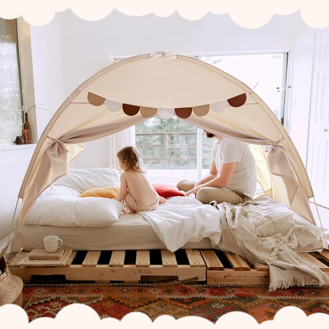 Sherilyn Full Size Bed Canopy Toddler Bed Tents for Kids Dream Tent on Bunk Bed Privacy Space Blackout Sleeping Playhouse Tents Indoor Portable Drafty House for Boys Girl Birthday Gift