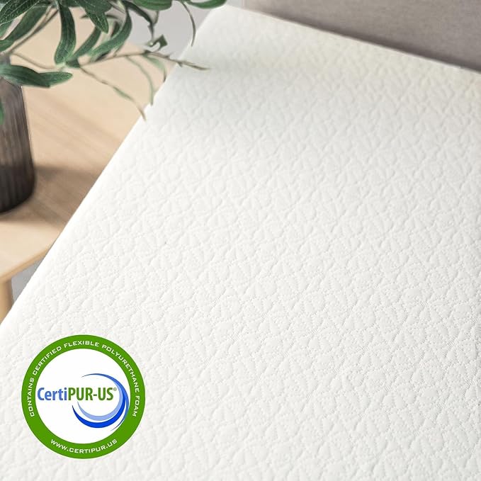 Best Price Mattres 6 inch Twin Mattress XL Long, Bed-In-A-Box, Green Tea Memory Foam,White