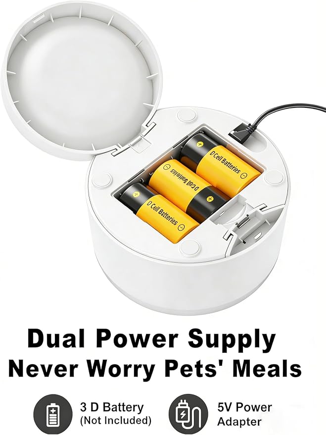 Automatic Cat Feeder, 2.4GHz WiFi Automatic Dog Food Dispenser, Fresh Protection, 4.5L Timer Feeder, Personalized Recording 10 Seconds, Easy to Clean, Stainless Steel Bowl (Single/White)
