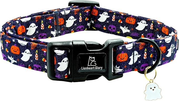 Lionheart glory Dog Collars Fall Halloween Pumpkin Collar Dog Heavy Comfortable Adjustable Dog Collar for Medium Collar Dogs Girls or Boys Dog Collar Cute Pet Gift
