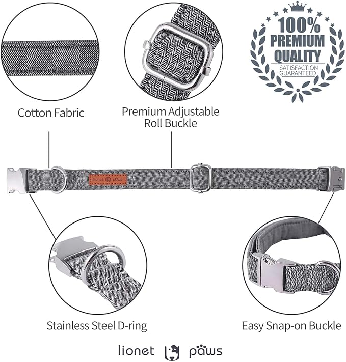 Lionet Paws Dog Collar with Bowtie, Durable Adjustable and Comfortable Collar for XX-Small Dogs and Cats, Neck 7-11in
