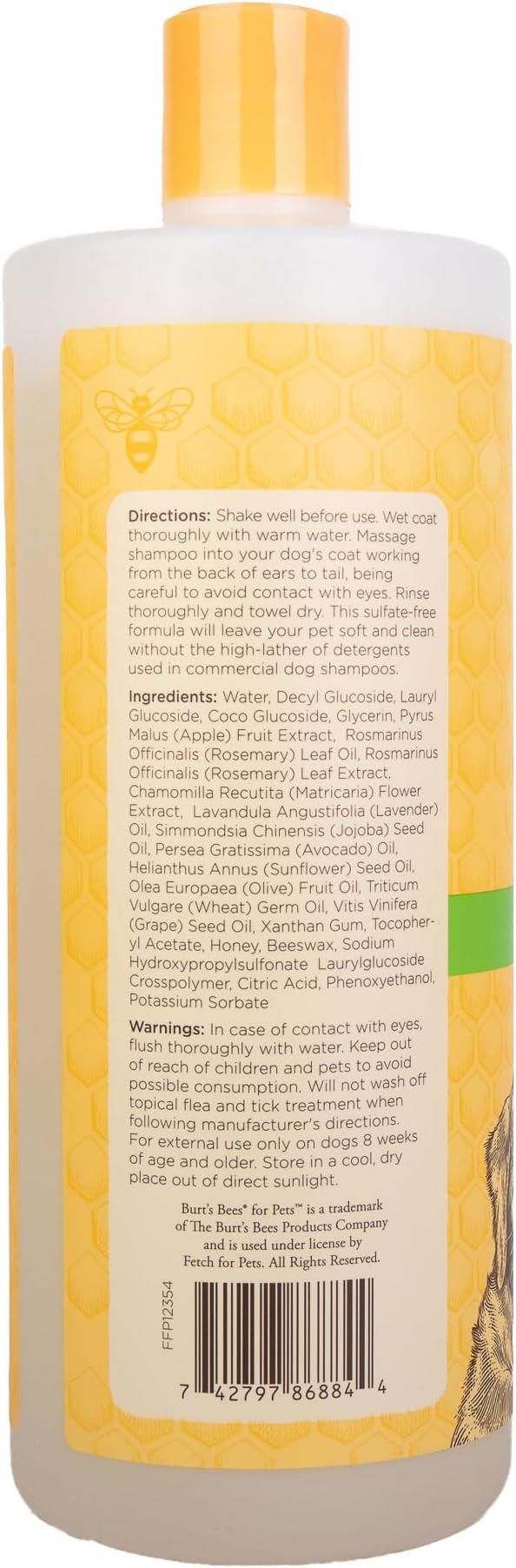 Burt's Bees for Pets Deodorizing Dog Shampoo and Conditioner with Apple and Rosemary, 95% Natural Origin, pH Balanced, No Sulfates or Parabens, for Smelly Dogs, 32 Fl Oz - 6 Pack
