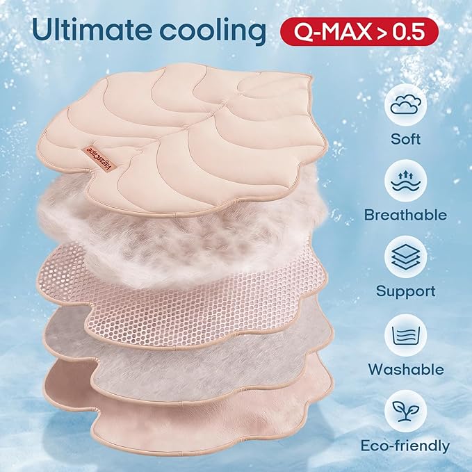 Vagascape Dog Cooling Mat, Washable Pet Cooling Mat, 35" x 33" Thick & Durable Large Cooling Mat for Dogs, Portable Foldable Premium Cooling Pad for Indoor, Outdoor, Travel, Camping, Patio and Beach