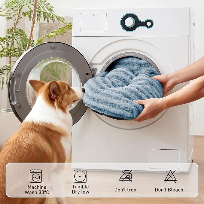 FURTIME Washable XXL Dog Bed for Extra Large Dogs, Giant Deluxe Dog Crate Beds Comfy Fluffy Kennel Pad Anti-Slip Pet Sleeping Mat, Machine Washable Dogs Pillow, 47"x29"x4", Blue