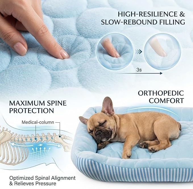 Cooling Dog Bed for Large Medium Small Dogs, Breathable Dog Cooling Mat with Self Cooling Ice Silk Fabric, Washable Summer Pet Bed for Indoor Outdoor,Pink Large