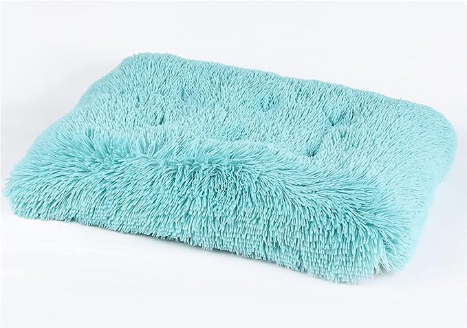 Long Plush Calming Pet Bed Cuddler Pet Bed for Dogs and Cats Fluffy Faux Fur Dog Bed with Anti Slip Bottom Machine Washable Pet Sleep Bed Crate Mat Sky Blue 2XL