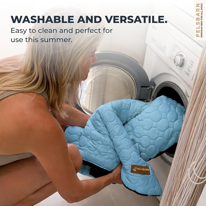 Pelsbarn Dog Cooling Mat- Ice Silk Summer Comfort, Self Cooling, Non-Slip Dog Pad, Durable & Washable, Mat for Large Dogs 25 x 37, Support Shelter Dogs with Every Purchase (Blue)