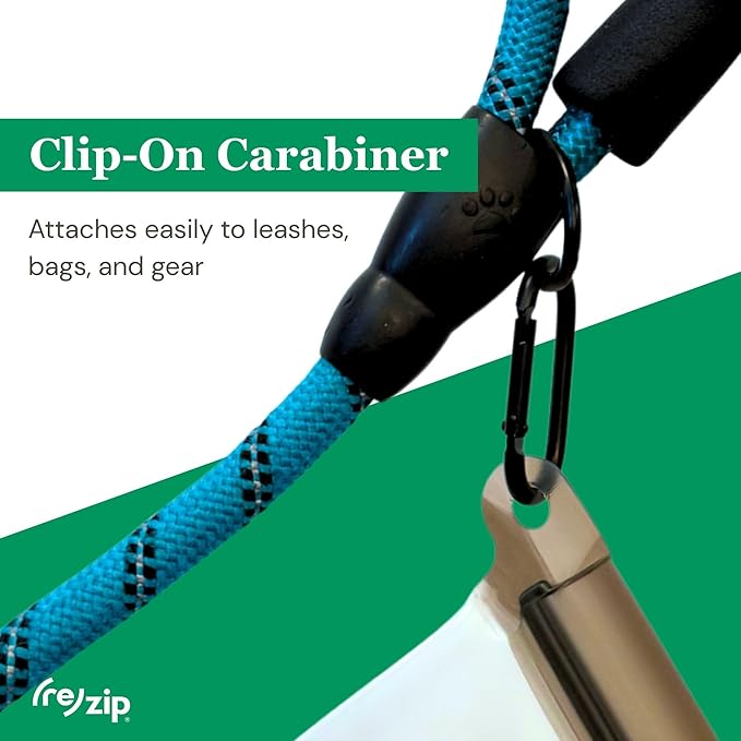 (re) zip Pet On-The-Go Bags 2-pack | Lightweight, Compact, Carabiner Clip | Airtight Closure | Water-Resistant | Food-Safe PEVA | Holds Treats, Poop Bags | Travel-Friendly