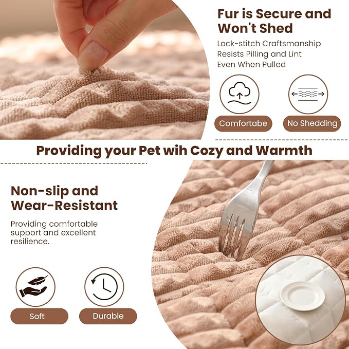 Couch Cover for Dogs Washable, Non Slip Couch Covers for 3 Cushion Sofa Pet Friendly, Fuzzy Pet Couch Cushion Covers for Dog,Thick,Soft for Sofa Protector (Coffee, 27.6" x 82.7"/70 x 210cm)